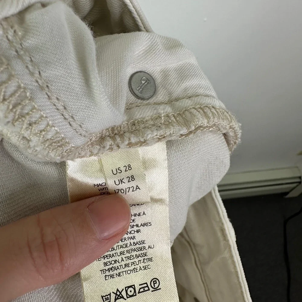 Anthropologie Pilcro Rolled Hem Distressed Denim Shorts Cream Size 28 - Picture 5 of 6